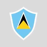 Saint Lucia Flag in Shield Shape Frame vector