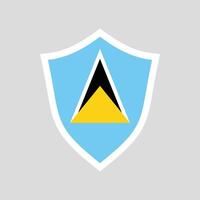 Saint Lucia Flag in Shield Shape Frame vector