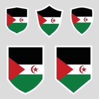 conjunto de saharaui árabe democrático república bandera en proteger forma vector