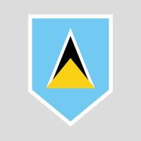 Saint Lucia Flag in Shield Shape Frame vector