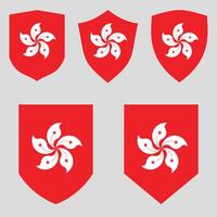 Set of Hong Kong Flag in Shield Shape Frame vector