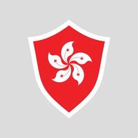 Hong Kong Flag in Shield Shape Frame vector