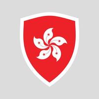 Hong Kong Flag in Shield Shape Frame vector