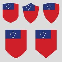 Set of Samoa Flag in Shield Shape Frame vector