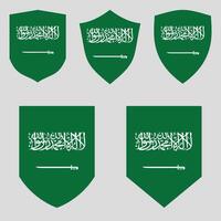 conjunto de saudi arabia bandera en proteger forma vector