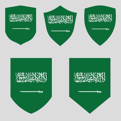 Set of Saudi Arabia Flag in Shield Shape