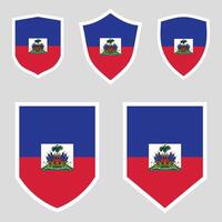 Set of Haiti Flag in Shield Shape Frame vector