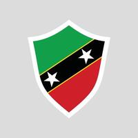 Santo kitts y nevis bandera en proteger forma vector