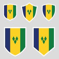 Set of Saint Vincent and The Grenadines Flag in Shield Shape vector