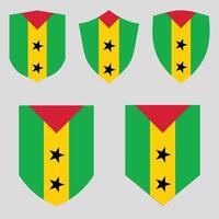 Set of Sao Tome and Principe Flag in Shield Shape vector