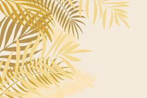 Background with palm leaves in golden tones. Summer frame. with place for text. vector
