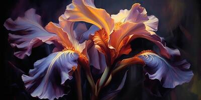 Dark plant floral iris flowers decoration background scene photo