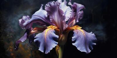 Dark plant floral iris flowers decoration background scene photo