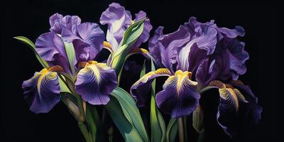 Dark plant floral iris flowers decoration background scene photo