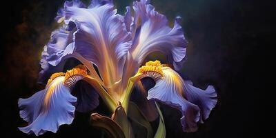 Dark plant floral iris flowers decoration background scene photo