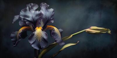 Dark plant floral iris flowers decoration background scene photo