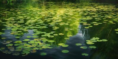 verde hojas en estanque río lago paisaje antecedentes ver foto