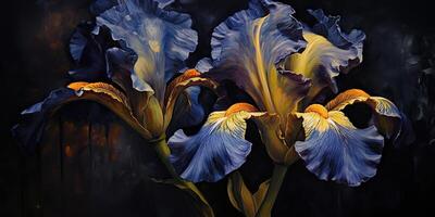 Dark plant floral iris flowers decoration background scene photo