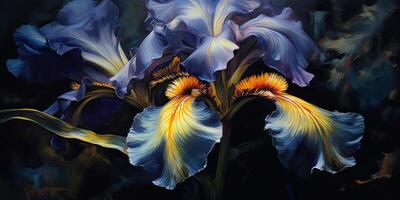 Dark plant floral iris flowers decoration background scene photo