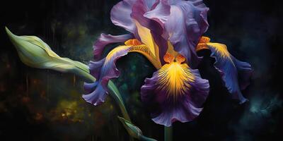 Dark plant floral iris flowers decoration background scene photo