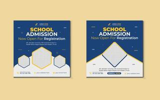 School admission social media post banner design. back to school social media post banner design set. Back to school admission promotion banner. school admission template for social media ad. vector