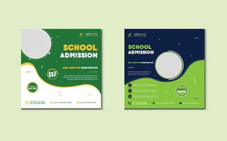 School admission social media post banner design. back to school social media post banner design set. Back to school admission promotion banner. school admission template for social media ad. vector