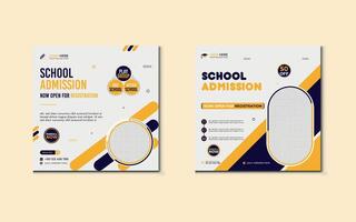 School admission social media post banner design. back to school social media post banner design set. Back to school admission promotion banner. school admission template for social media ad. vector