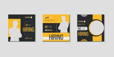 We are hiring job vacancy social media post banner design template with red color. We are hiring job vacancy square web banner design. Pro vector