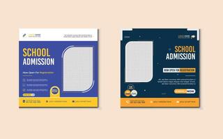 School Admission Social media Post and Kids banner Design for back to school vector