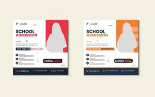 School admission social media post banner design. school social media post banner design. Back to school admission promotion Post. school admission template for social media ads. vector