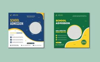 School admission social media post banner template. Back to School Square flyer design Template. Editable Post Template Social Media Banners vector