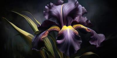 Dark plant floral iris flowers decoration background scene photo