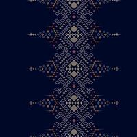 Traditonal Cross stitch Idian clothes pattern, nature vintages cross stitch traditional ethnic pattern in Ikat background abstract Aztec African Indonesian Indian vector