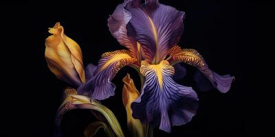 Dark plant floral iris flowers decoration background scene photo