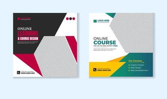 Online course social media post design template vector