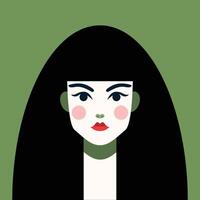 minimalista mujer retrato. plano diseño estilo. de moda vistoso ilustración. hembra cara avatar aislado icono. vistoso resumen dibujos animados personaje persona. negrita glamour personas estilo de vida símbolo. vector