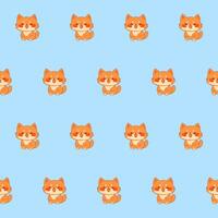 Cute Kawaii Cat Character Seamless Pattern. Childish Funny Textile Fabric Print Swatch. Cartoon Positive Cat Animal Happy Birthday Gift Wrapping Paper Design vector