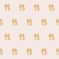 Cute Kawaii Cat Character Seamless Pattern. Childish Funny Textile Fabric Print Swatch. Cartoon Positive Cat Animal Happy Birthday Gift Wrapping Paper Design vector