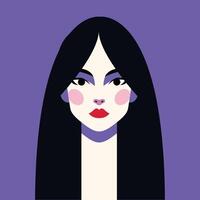 minimalista mujer retrato. plano diseño estilo. de moda vistoso ilustración. hembra cara avatar aislado icono. vistoso resumen dibujos animados personaje persona. negrita glamour personas estilo de vida símbolo. vector