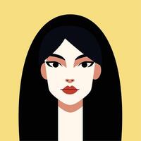 Minimalist Woman Portrait. Flat Design Style. Trendy Colorful Illustration. Female Face Avatar Isolated Icon. Colorful Abstract Cartoon Character Person. Bold Glamour People Lifestyle Symbol. vector