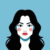 minimalista mujer retrato. plano diseño estilo. de moda vistoso ilustración. hembra cara avatar aislado icono. vistoso resumen dibujos animados personaje persona. negrita glamour personas estilo de vida símbolo. vector