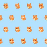 Cute Kawaii Cat Character Seamless Pattern. Childish Funny Textile Fabric Print Swatch. Cartoon Positive Cat Animal Happy Birthday Gift Wrapping Paper Design vector