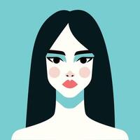 minimalista mujer retrato. plano diseño estilo. de moda vistoso ilustración. hembra cara avatar aislado icono. vistoso resumen dibujos animados personaje persona. negrita glamour personas estilo de vida símbolo. vector