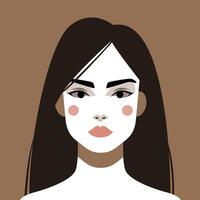 minimalista mujer retrato. plano diseño estilo. de moda vistoso ilustración. hembra cara avatar aislado icono. vistoso resumen dibujos animados personaje persona. negrita glamour personas estilo de vida símbolo. vector