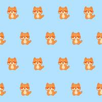 Cute Kawaii Cat Character Seamless Pattern. Childish Funny Textile Fabric Print Swatch. Cartoon Positive Cat Animal Happy Birthday Gift Wrapping Paper Design vector