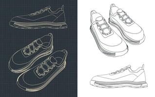 Sneakers drawings mini Set vector