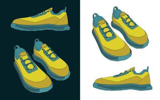 zapatillas color dibujos vector