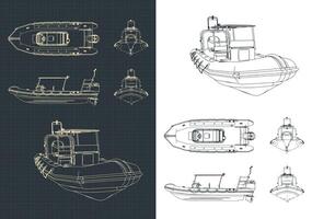 Rigid Inflatable Boat Drawings vector