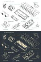 Arduino sensors Set drawings vector