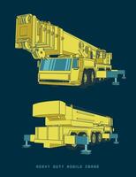 Heavy Duty Mobile Crane in Cartoon Style vector